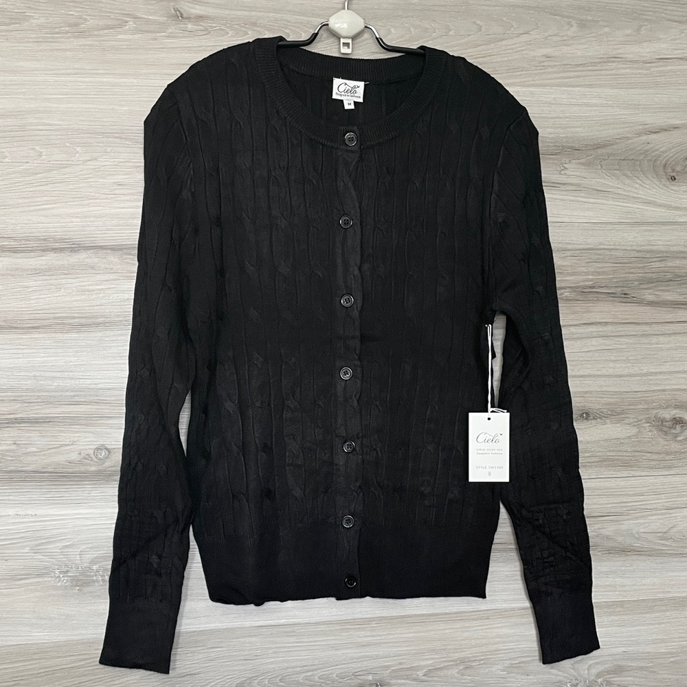 NWT- Women's Cielo Soft and Sexy Cable Knit Cardigan, Black